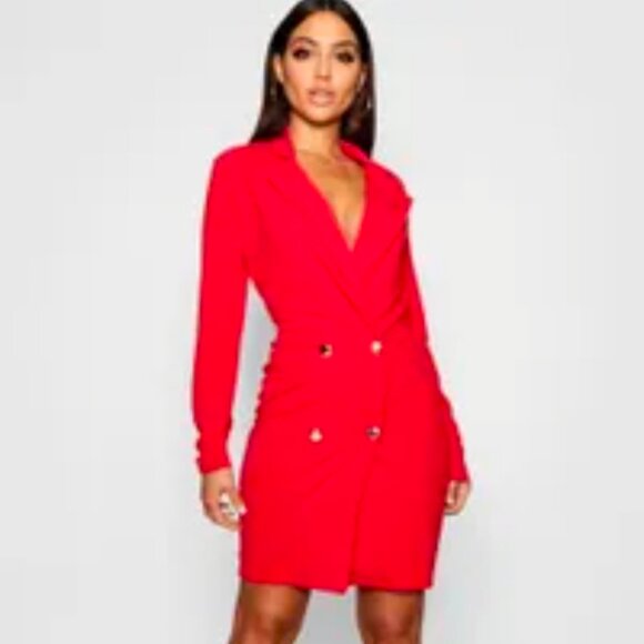 Boohoo Dresses & Skirts - NWT Boohoo Red Blazer Dress